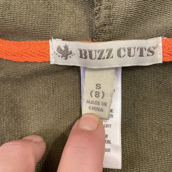 Buzz Cuts Boys Small (8) Zippered Hoodie Sweatshirt Green/Orange Long Sleeve - Picture 10 of 15